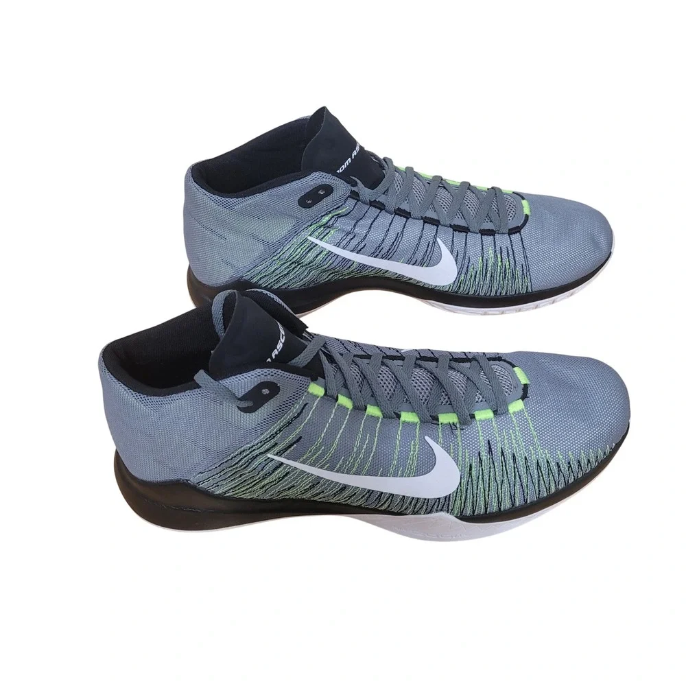 Nike Zoom Ascension Men 14 Wolf Grey Volt Green Basketball Shoes 832234-004 NWOT
